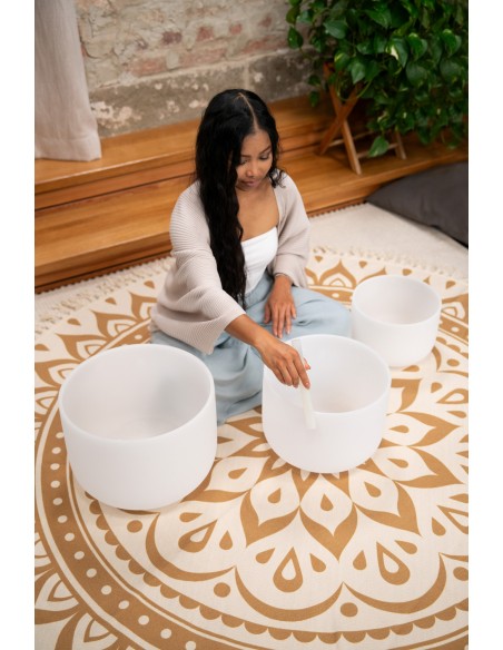 Set of 3 crystal singing bowls 432 Hz - G4, E4, C4