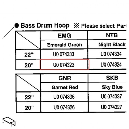 Bass Drum Hoop 20" - YD YBD420 - EMG Finish - YAMAHA U0074323
