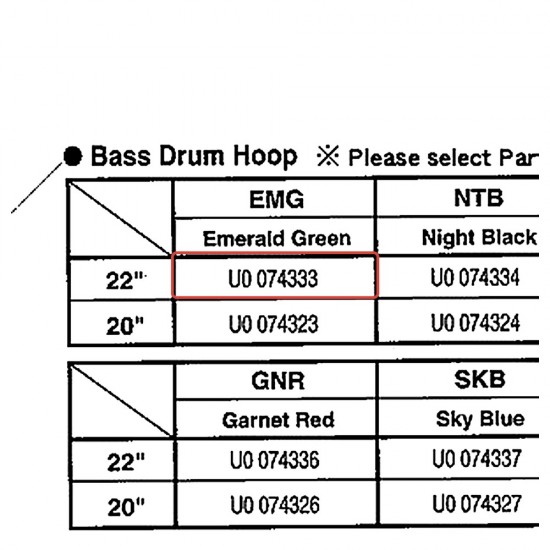 Bass Drum Hoop 22" - YD YBD422 - EMG Finish - YAMAHA U0074333