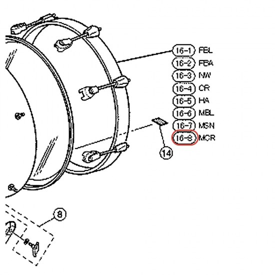 Cercle bois grosse caisse 18" - Stage Custom SBD618UN - finition MCR - YAMAHA U0075729