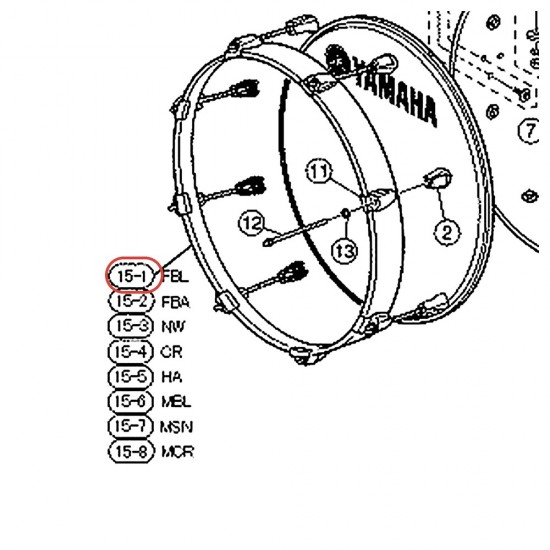 Bass Drum Wood Hoop 20" - Stage Custom SBD620UN - FBL Dark Finish - YAMAHA U0075732