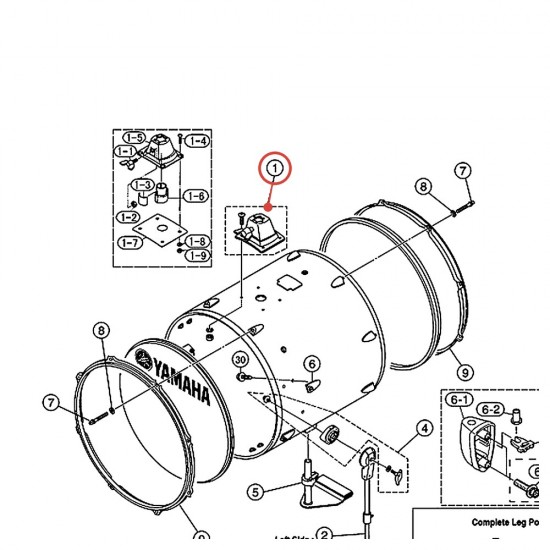 Bass Drum Mount Holder Housing Backing Plate (PC) v2 - Stage Custom, Tour Custom - YAMAHA U0103090