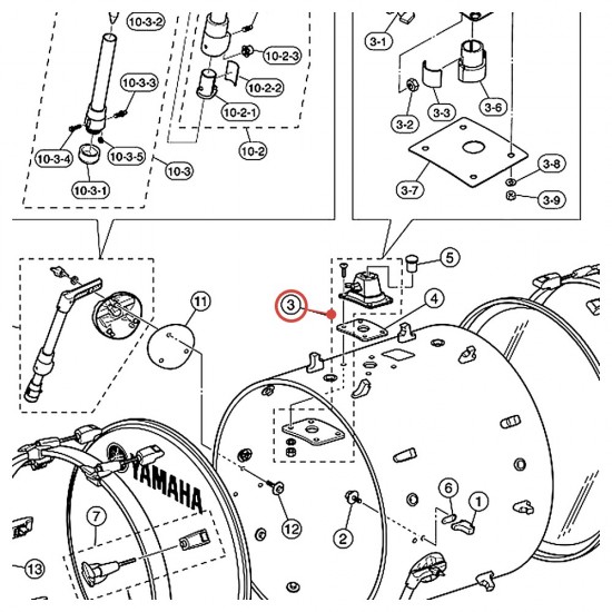 Vis cruciforme pour embase de tom - YAMAHA U0125010