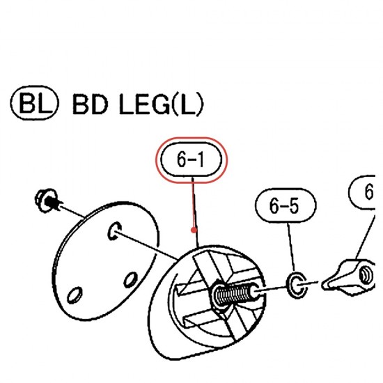 Embase de pied de grosse caisse complète v8 gauche (L) - YAMAHA U0151600