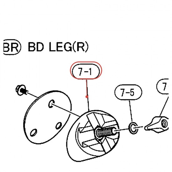 Embase de pied de grosse caisse complète v8 droite (R) - YAMAHA U0151601