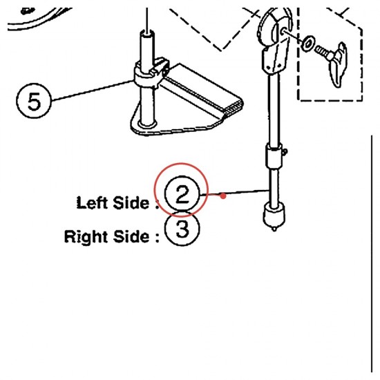 Bass Drum Leg Post Complete v8 Left - Junior Kit - YAMAHA U0151930