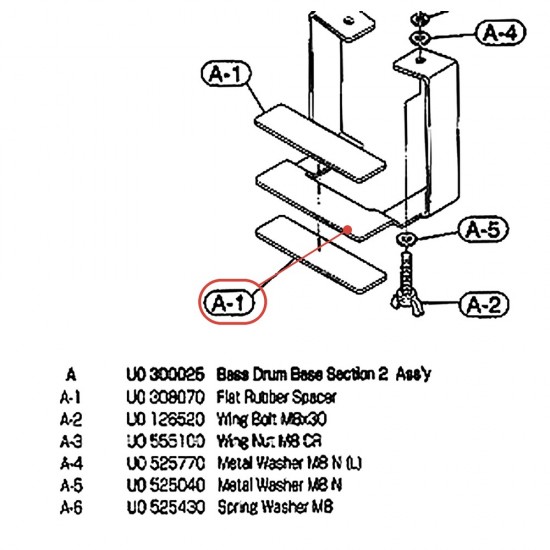 Entretoise plate en caoutchouc Cocktail Drum CD15CJ / HipGig / Junior Kit - YAMAHA U0308070