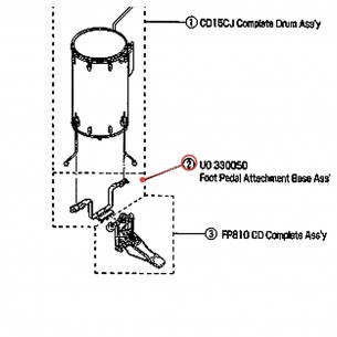 Embase de fixation de pédale complète Cocktail Drum CD15CJ - YAMAHA U0330050
