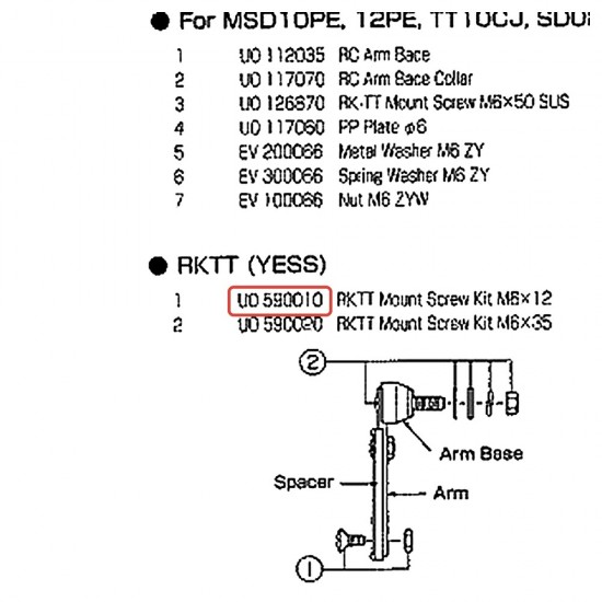 Kit de vis M6 x 12 pour embase de tom sur grosse caisse - YAMAHA U0590010