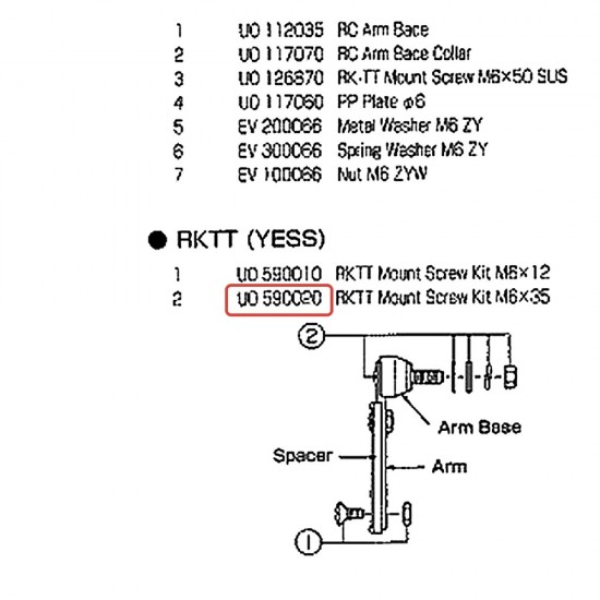 Tom Mount Screw Kit M6 x 35 for Bass Drum - YAMAHA U0590020