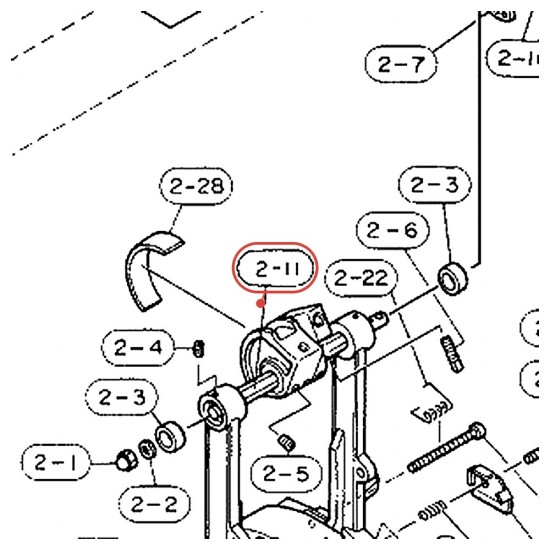 Rocker Shaft (E) - FP820 / FP810 / DFP865 / DFP855 Pedal - YAMAHA U0623940