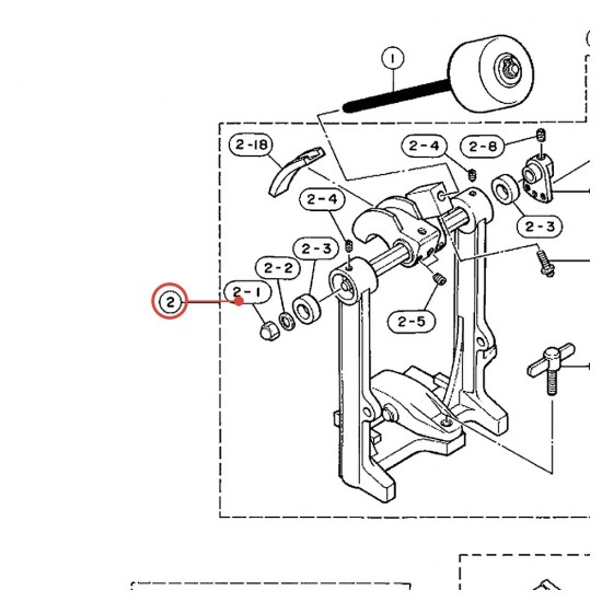 Axe de basculeur (D-2) pour pédale grosse caisse FP735 / FP735A / FP630 - YAMAHA U0624010
