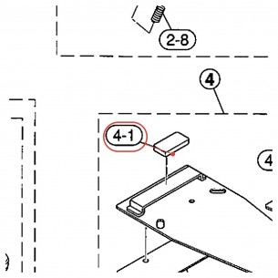 Double Pedal Base Plate Holder Sheet (2) - DFP8110S / DFP7210S - YAMAHA U0628550