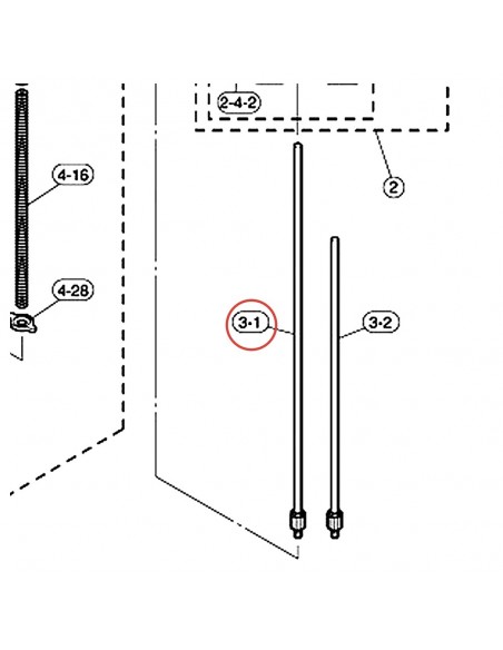 Hi-Hat Upper Pull Rod Extender D v2 Long (L) - HS1200 - YAMAHA U0631438