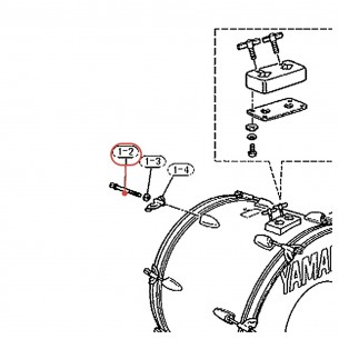 DP Bass Drum Rim Tension Rod L-116 without Wing - YAMAHA U0963025
