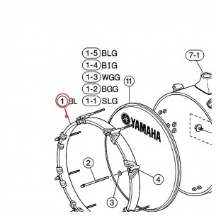 Cercle bois grosse caisse 20" BW/P 9,7 mm - Gigmaker - finition SLG - YAMAHA WZ737900