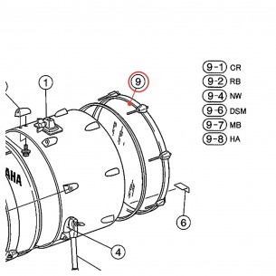 Cercle bois grosse caisse 18" 9,6 mm - Stage Custom - finition MB - YAMAHA ZC858700