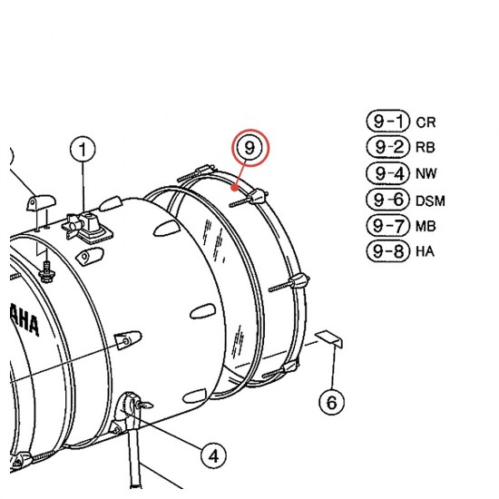 Bass Drum Wood Hoop 18" 9.6 mm - Stage Custom - MB Finish - YAMAHA ZC858700