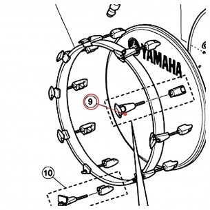 Griffe de cercle grosse caisse DC2 chromée W90 - Absolute, PHX - YAMAHA ZJ281600