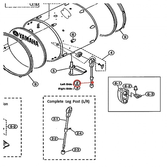 Bass Drum Leg Sub Assembly v5 L 220 mm - Junior Kit - YAMAHA ZT068800