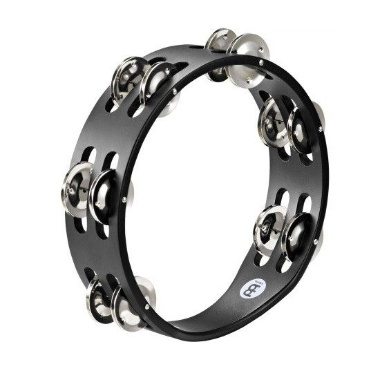 CTA2SBK - Tambourin Bois compact 8", 2 rangées de cymbalettes acier