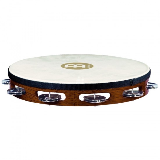 TAH1AAB - Tambourin Bois Artisan Edition avec peau, cymbalettes aluminium
