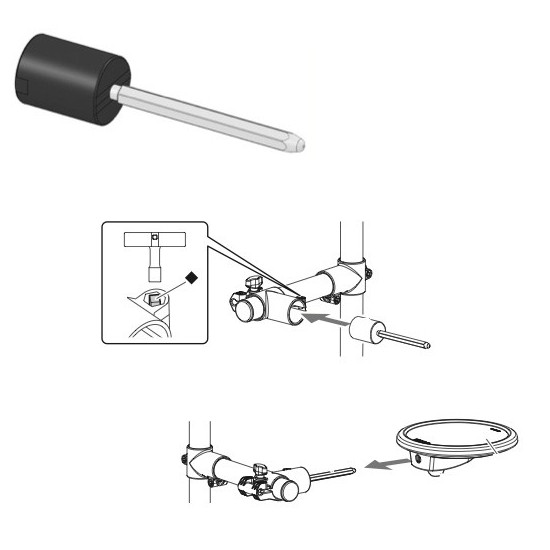 Fixation pad Yamaha sur tige hexagonale avec insert tube pour DTX400K
