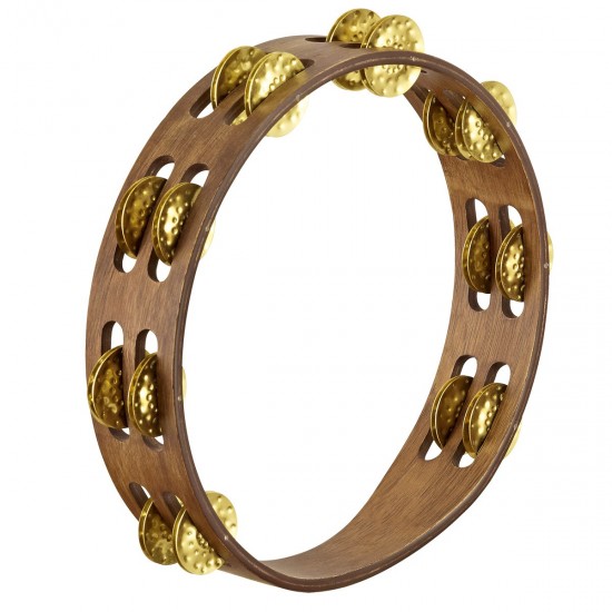TA2V-WB - Tambourin Bois vintage, cymbalettes laiton sur 2 rangées - Walnut Brown